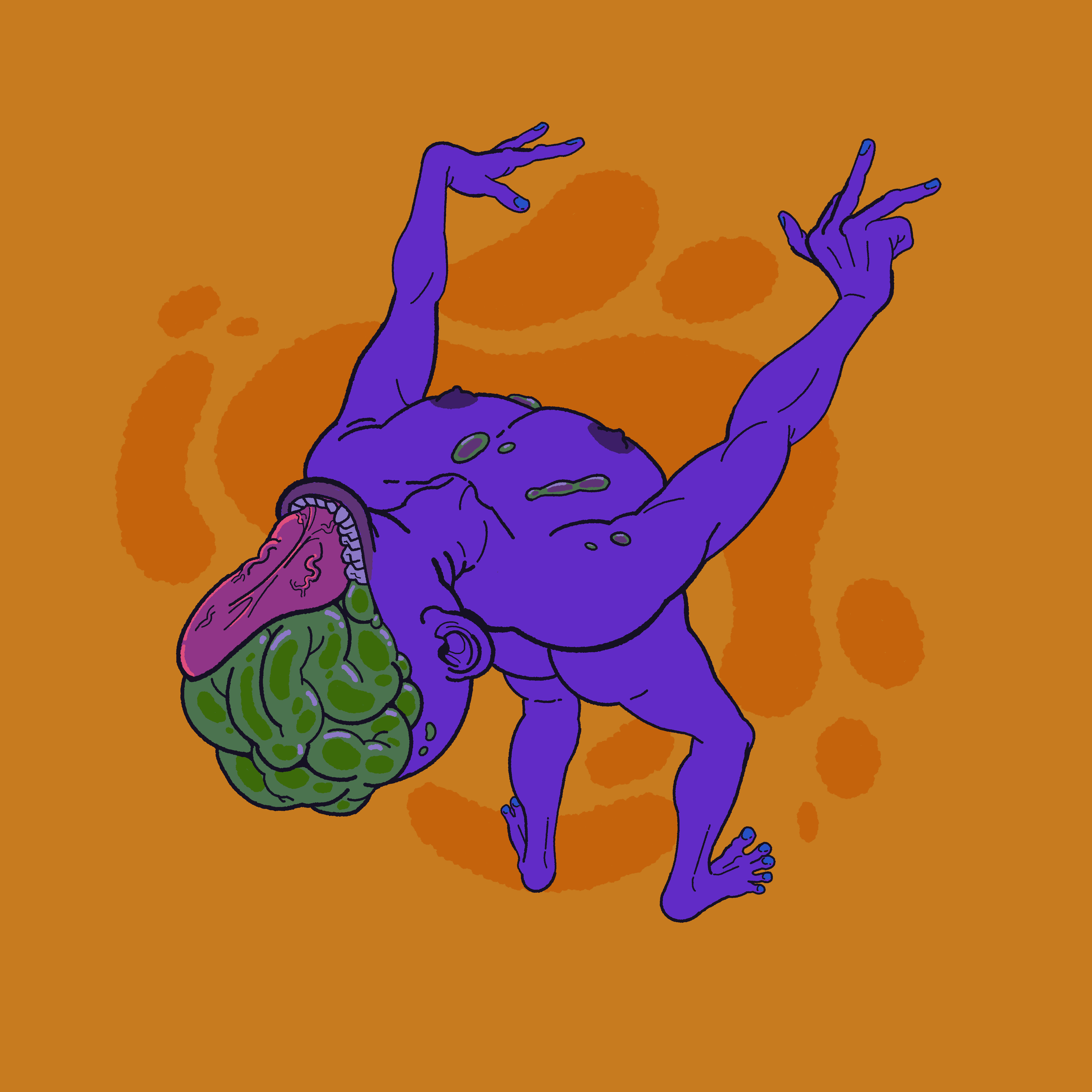 Purple humanoid illustration